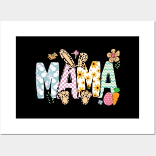 Leopard Floral Mama Bunny HapEaster Mother'S Day Eggs Posters and Art